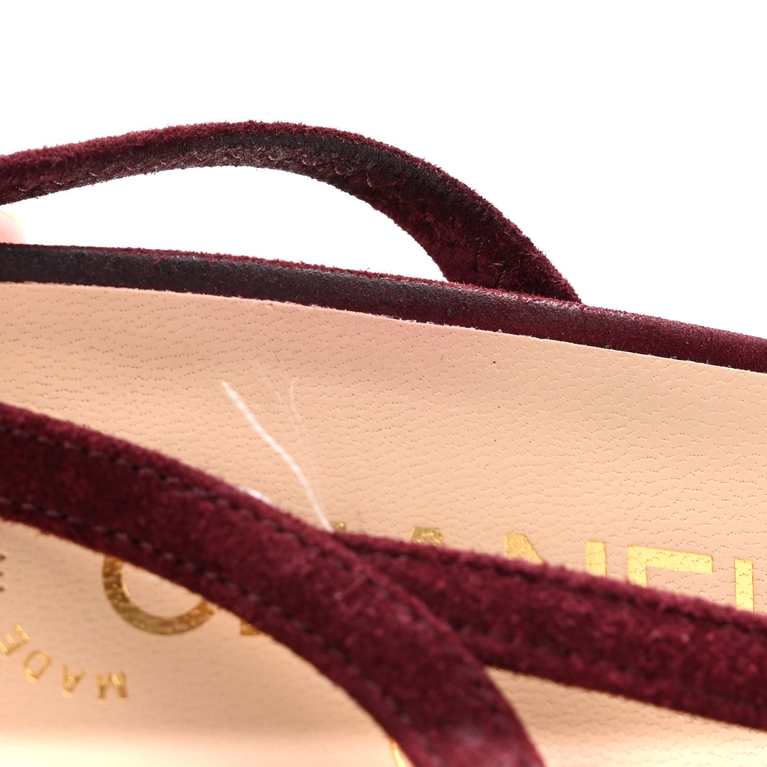 Chanel Kid Suede Metallic Lambskin Cap Toe CC Slingback Pumps 37.5 Burgundy Gold 11 of 12