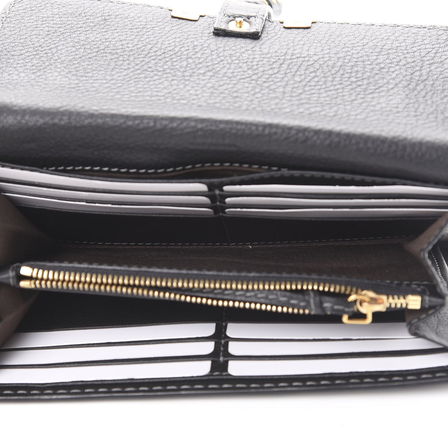 Calfskin Marcie Continental Flap Wallet Black