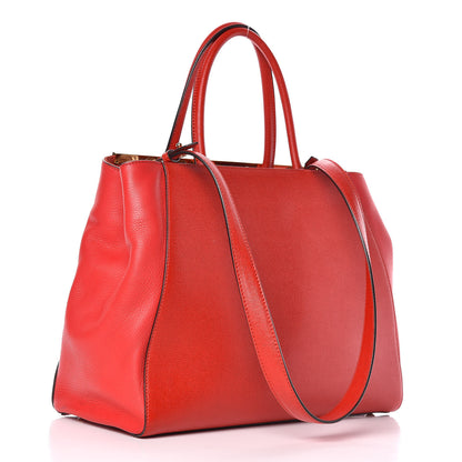 Fendi Vitello Elite Flamingo Regular 2Jours Tote Rosso Fiamma 6 of 19
