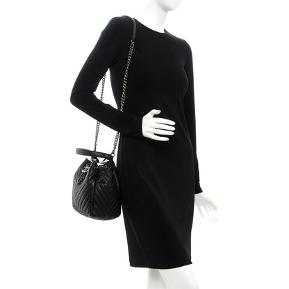 Chanel Deerskin Chevron Small CC Chain Bucket Bag Black 2 of 8