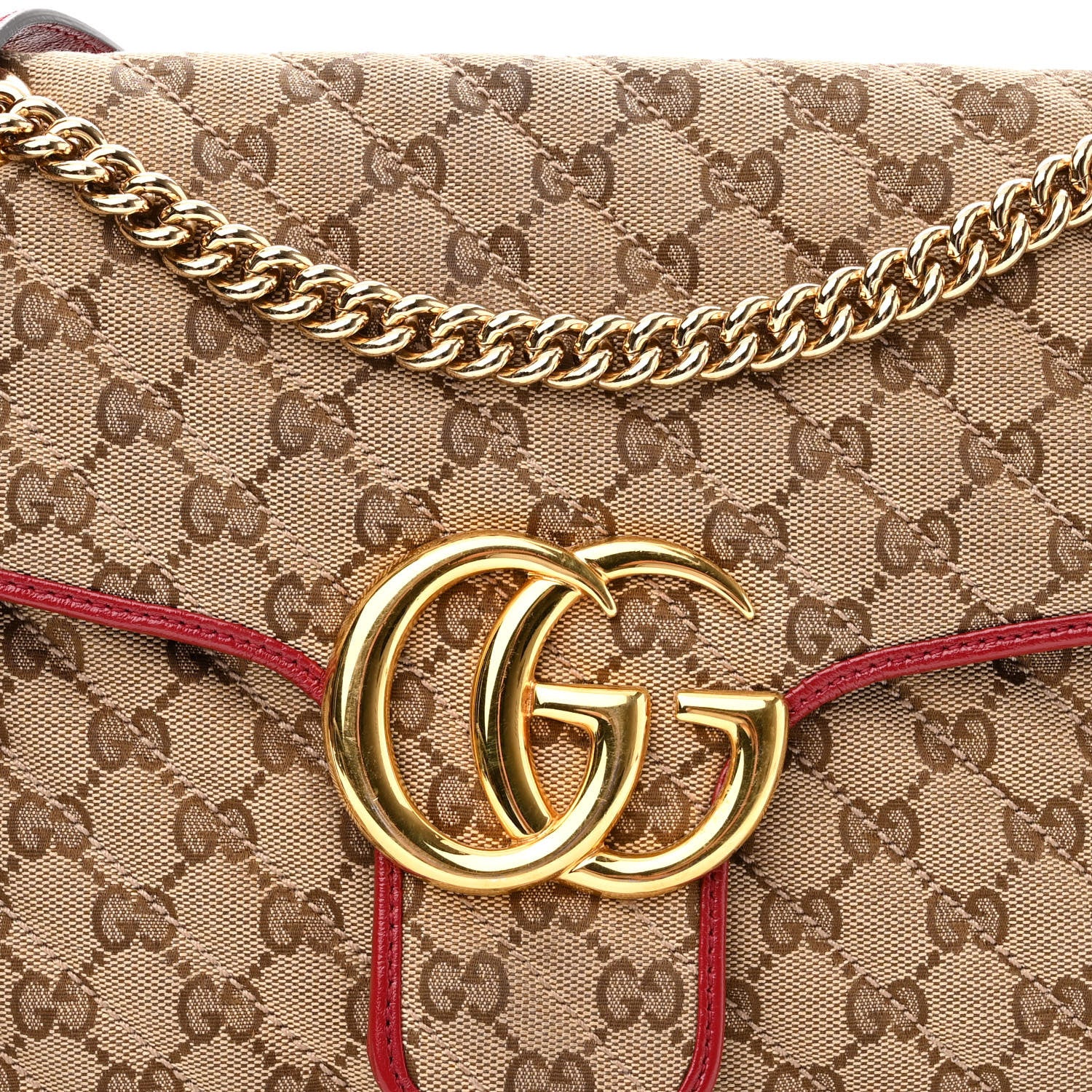 Gucci Monogram Azalea Calfskin Matelasse Diagonal Medium GG Marmont Shoulder Bag Beige Ebony New Cherry Red 8 of 11