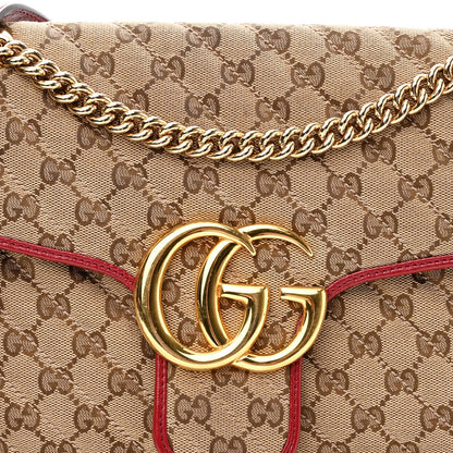 Gucci Monogram Azalea Calfskin Matelasse Diagonal Medium GG Marmont Shoulder Bag Beige Ebony New Cherry Red 8 of 11