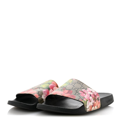 Gucci GG Supreme Monogram Blooms Slide Sandals 40 Beige Multicolor 4 of 10
