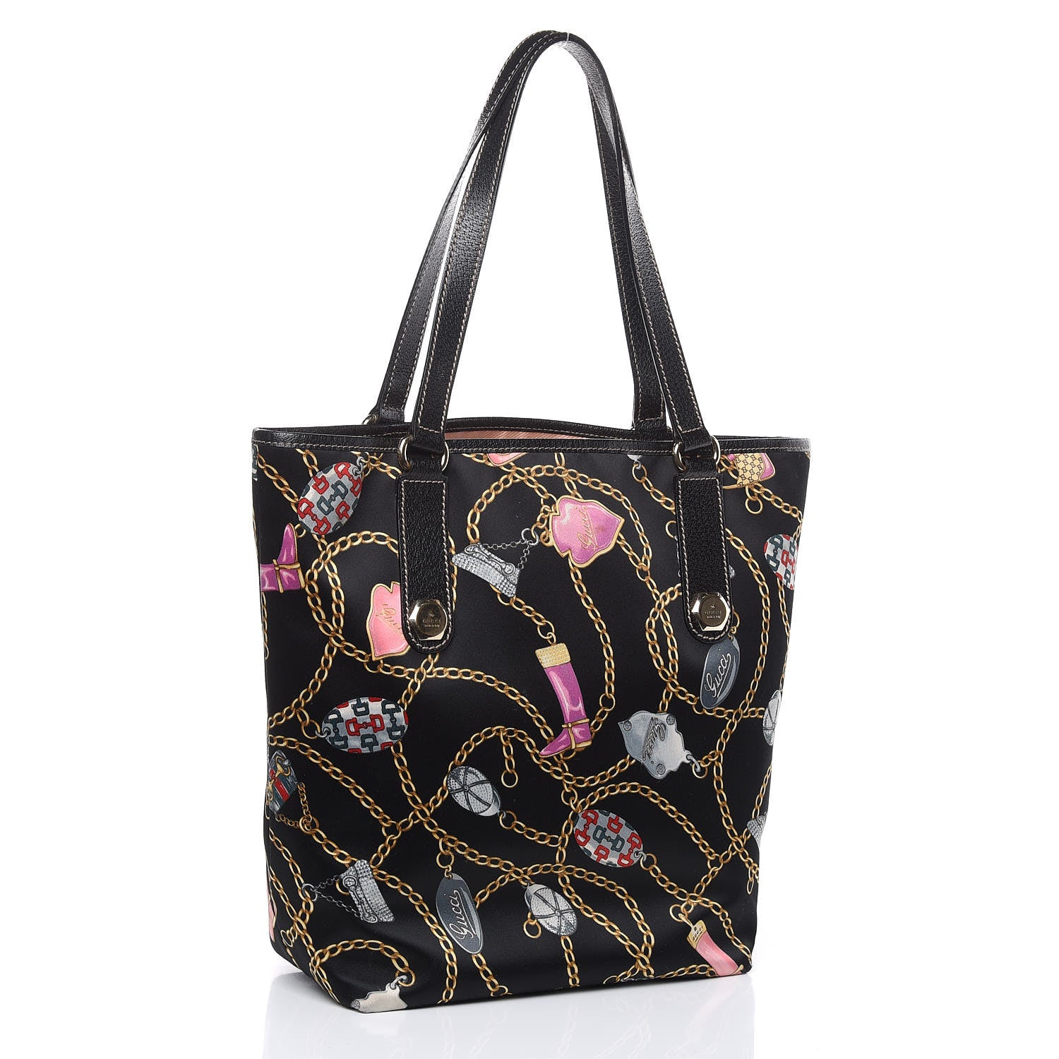 Gucci Satin Charmy Tote Black Multicolor 3 of 13