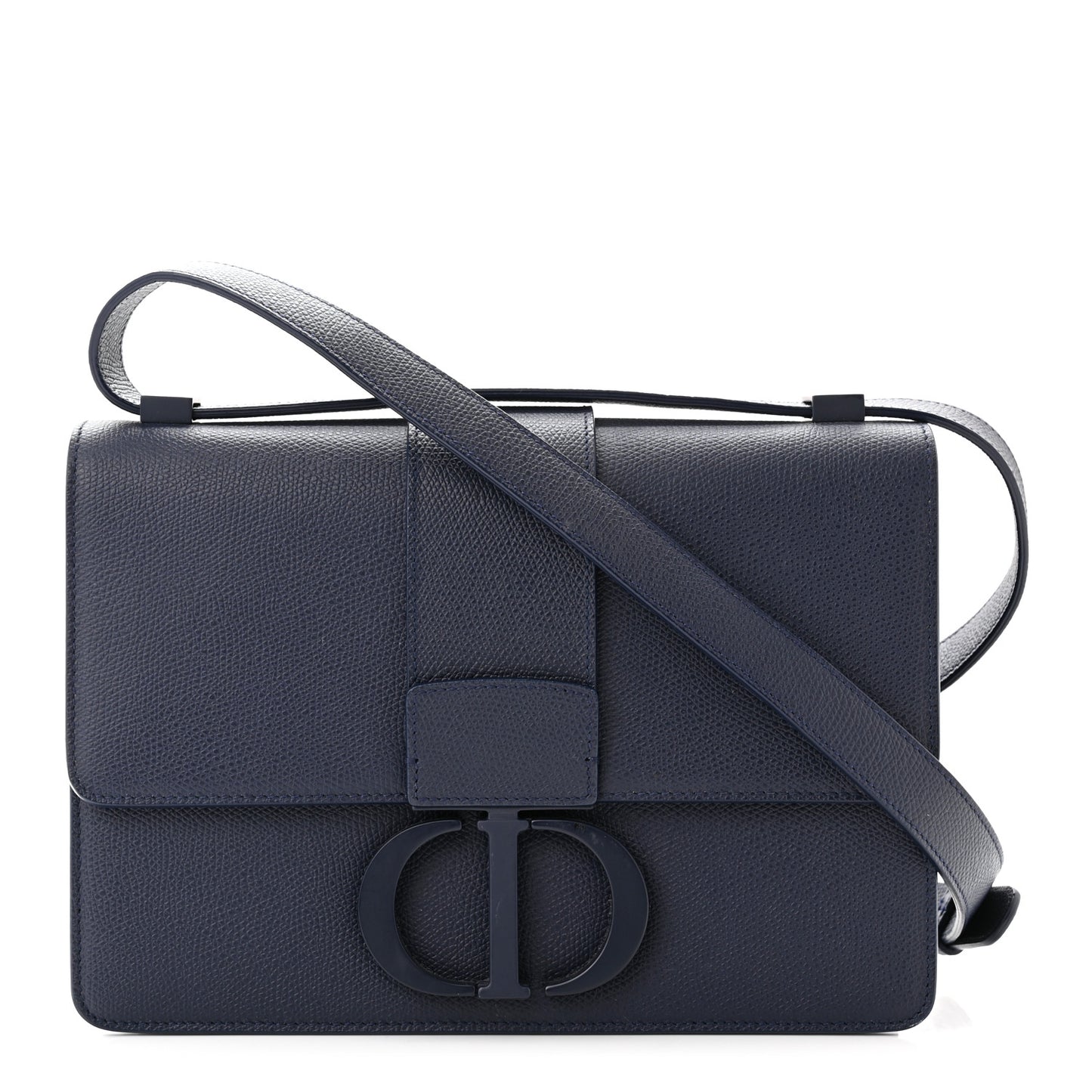 Ultra Matte Grained Calfskin 30 Montaigne Flap Bag Navy