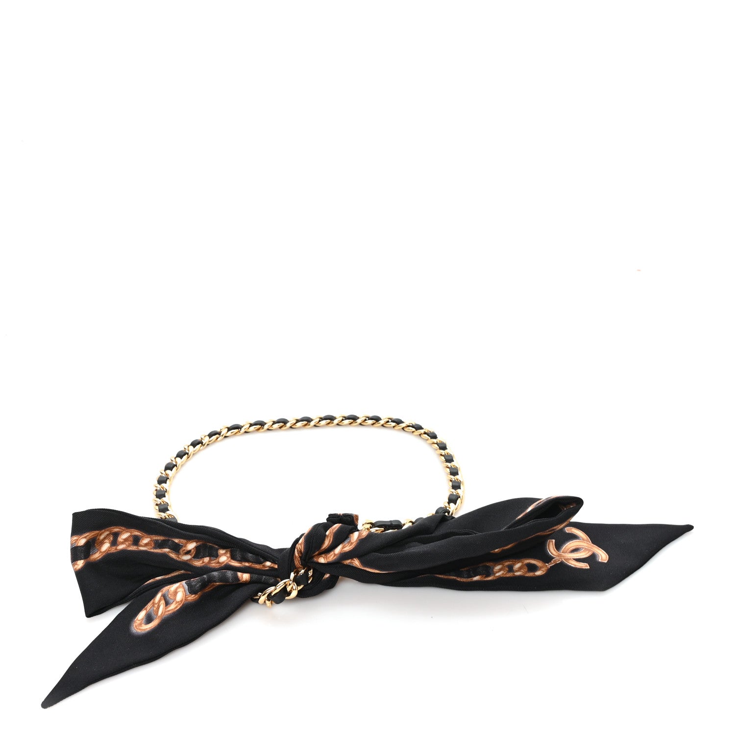 Chanel Silk Lambskin Chain CC Bandeau Belt 90/36 Black 1 of 4