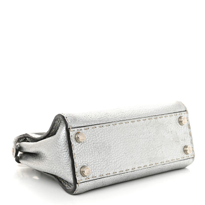 Fendi Cuoio Romano Lux Selleria Mini Peekaboo Iconic Satchel Argento 4 of 13