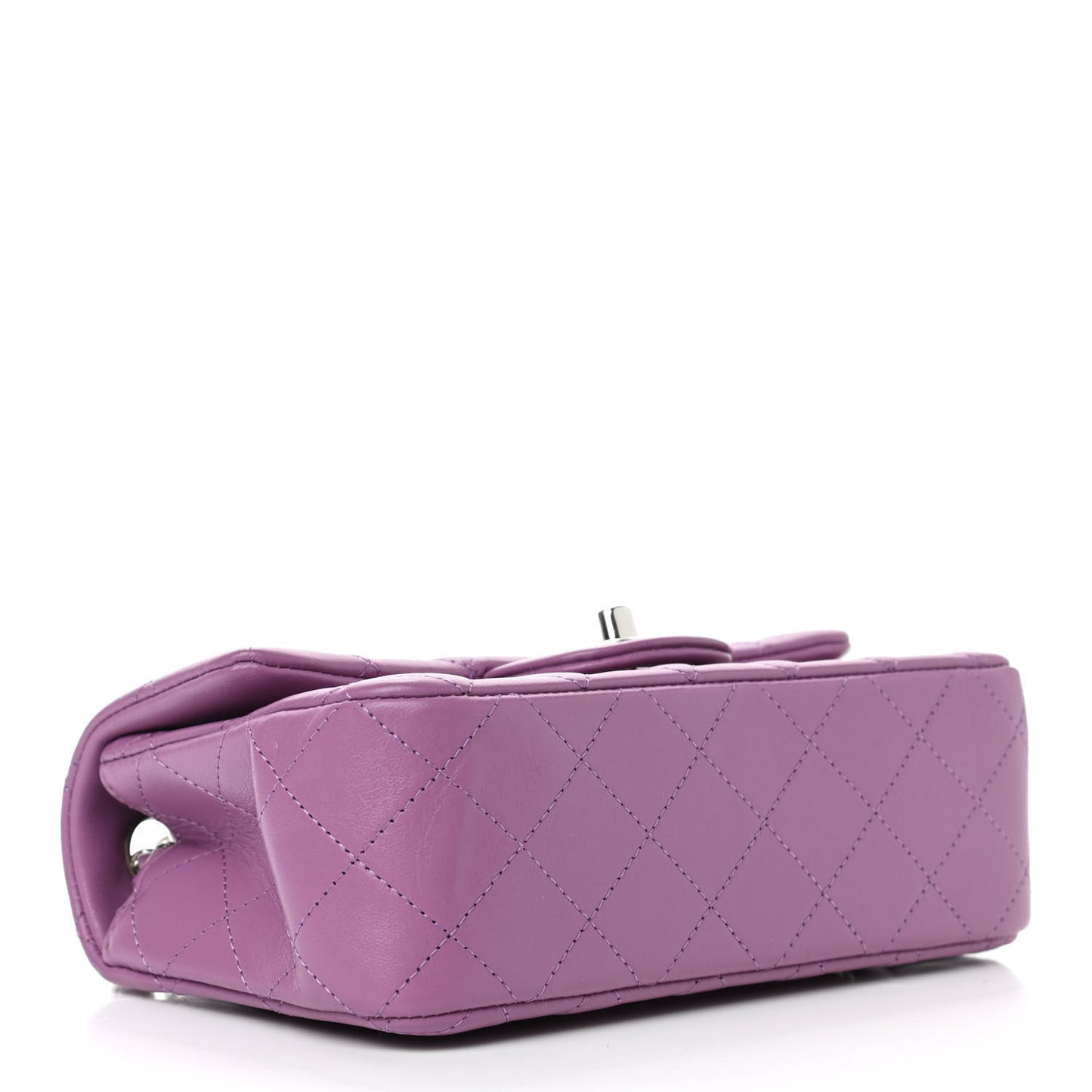 Lambskin Quilted Mini Rectangular Flap Purple
