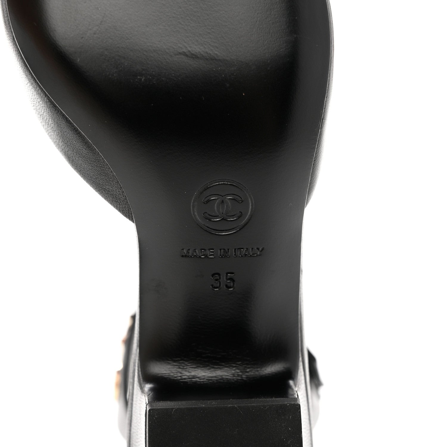 Chanel Lambskin Grosgrain Cap Toe Logo Ankle Strap Pumps 35 Black 6 of 11