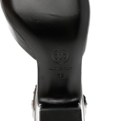 Chanel Lambskin Grosgrain Cap Toe Logo Ankle Strap Pumps 35 Black 6 of 11