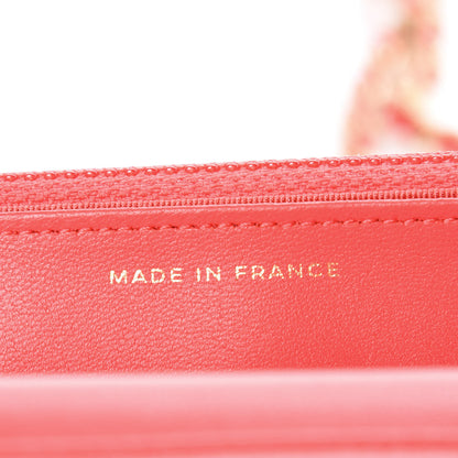 Chanel Lambskin Quilted Wallet On Chain WOC Red 6 of 11