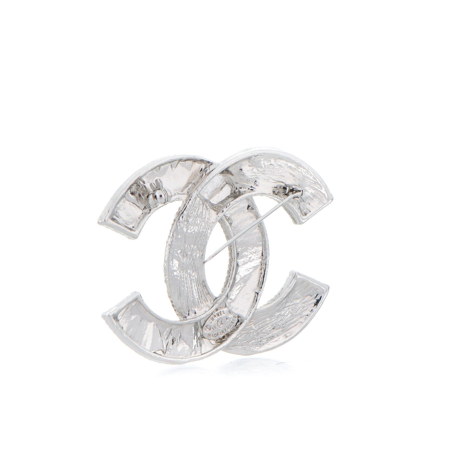 Baguette Crystal CC Brooch Silver