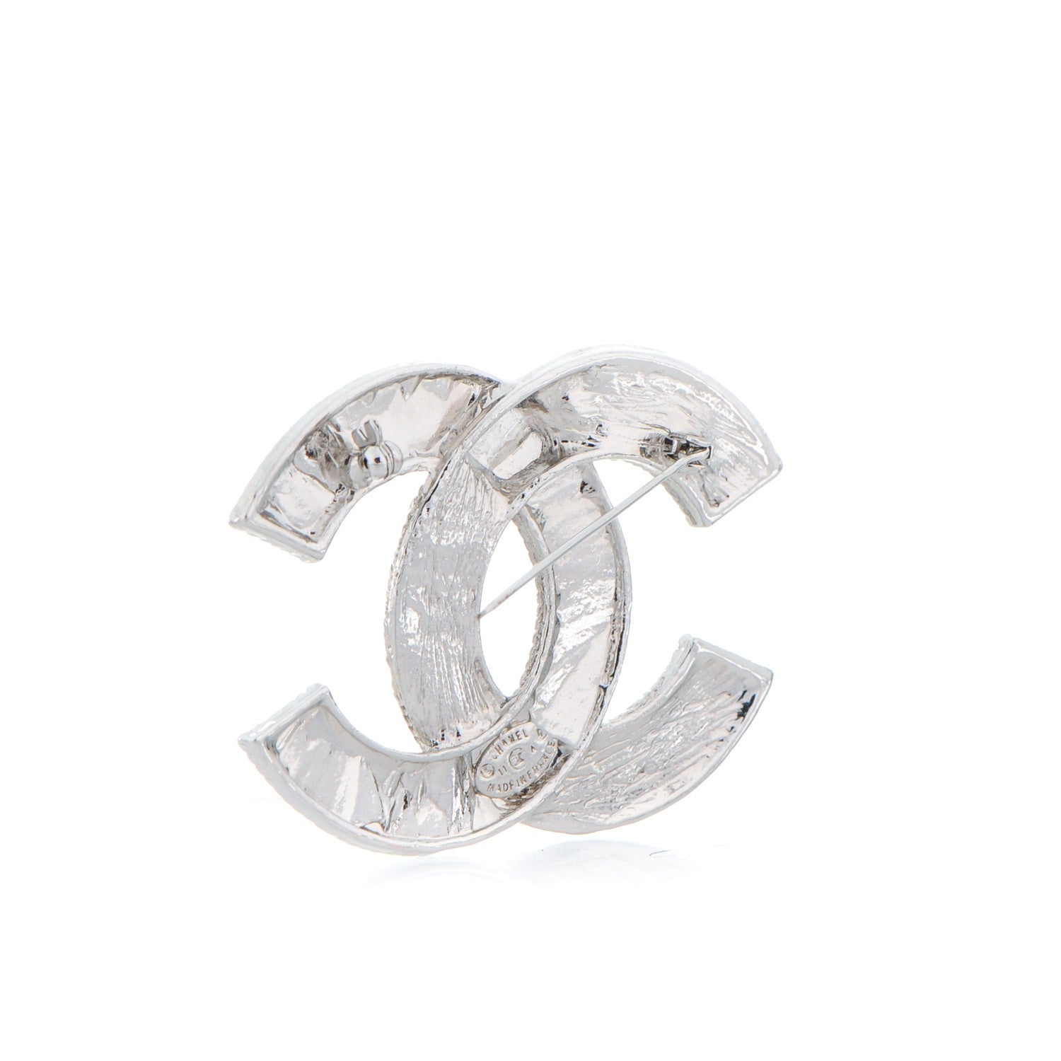 Chanel Baguette Crystal CC Brooch Silver 3 of 4