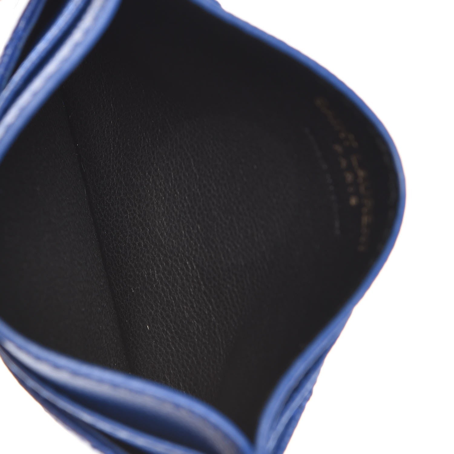 Saint Laurent Grain De Poudre Matelasse Monogram Credit Card Case Blue Majorelle 5 of 7