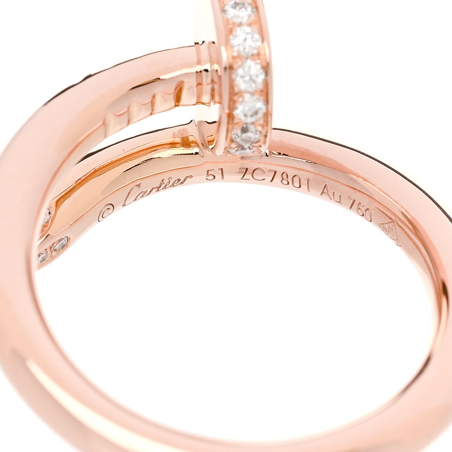 18K Pink Gold Diamond Juste Un Clou Ring 51 5.75