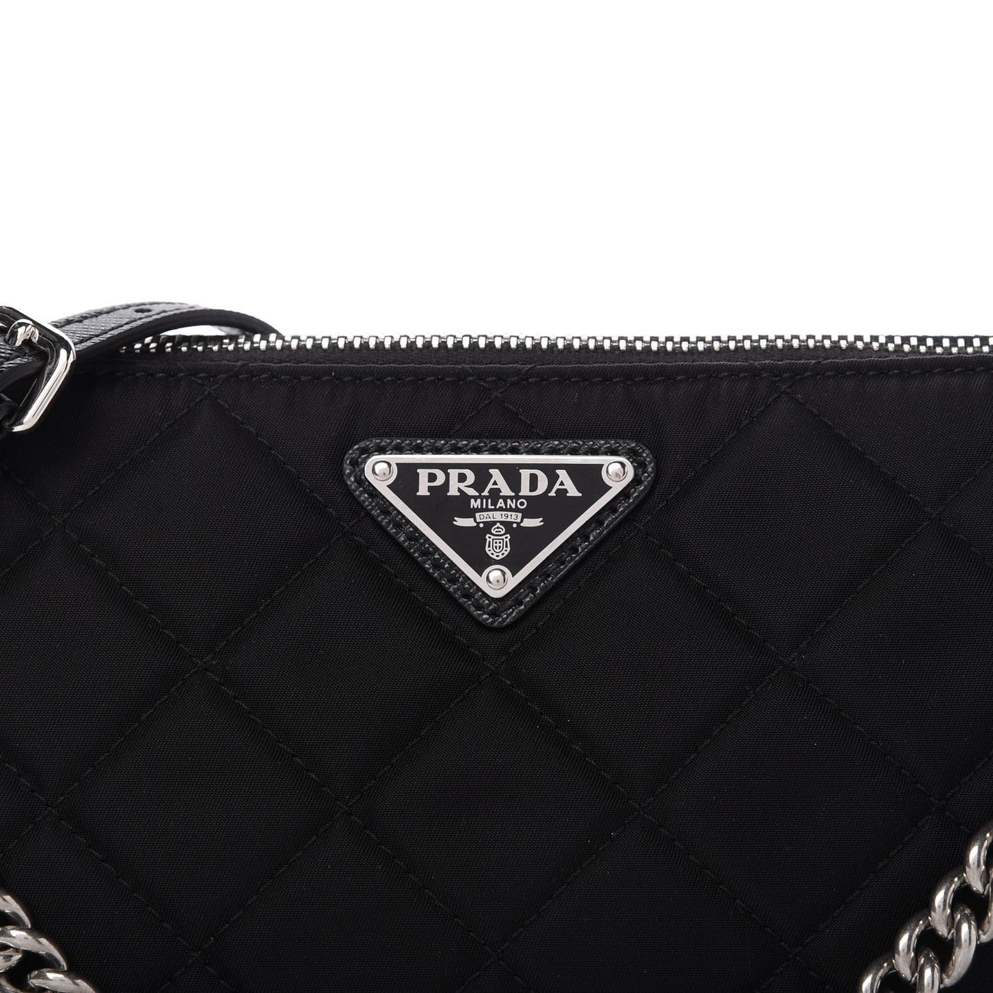 Nylon Tessuto Impuntu Quilted Crossbody Bag Black