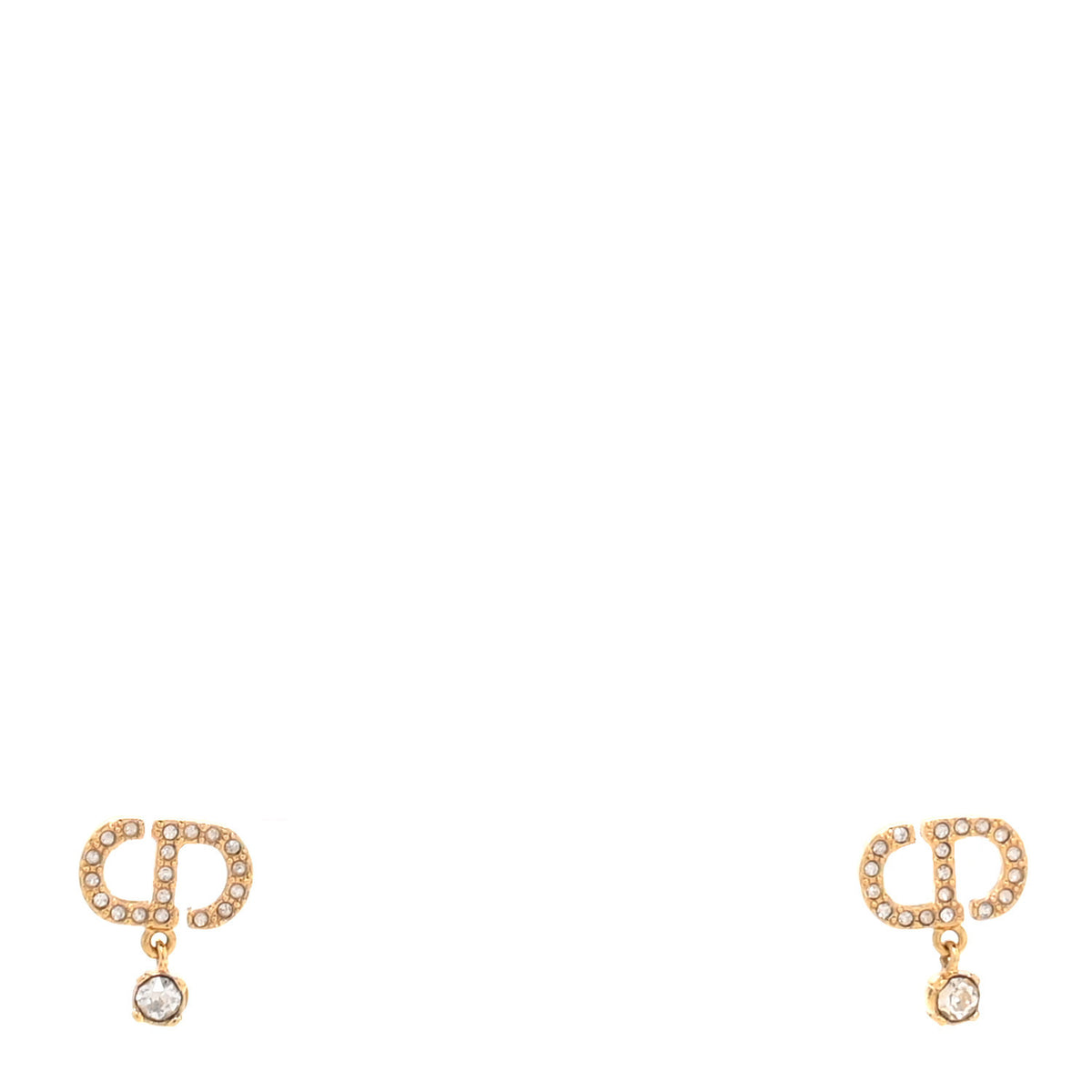 Crystal CD Drop Earrings Gold