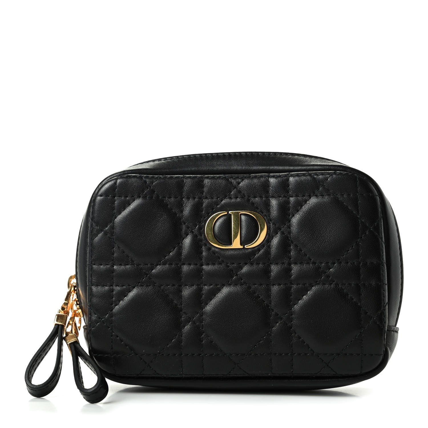 Christian Dior Lambskin Cannage Small Caro Zipped Pouch Black 1 of 8