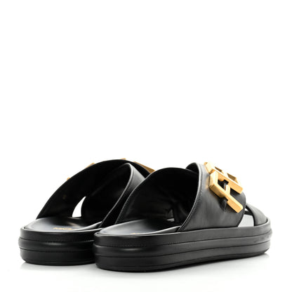 Fendi Vitello Womens Fendigraphy Slide Sandals 37 Black 4 of 9