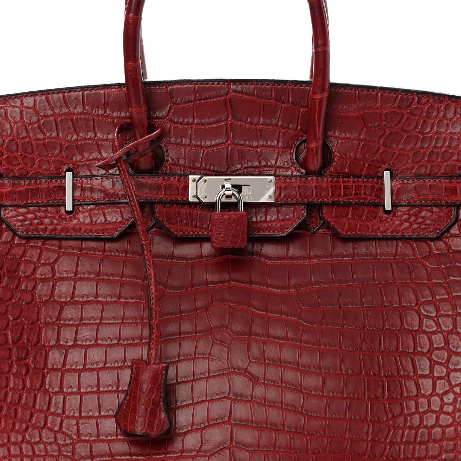 Hermes Matte Porosus Crocodile Birkin 35 Rouge H 8 of 11