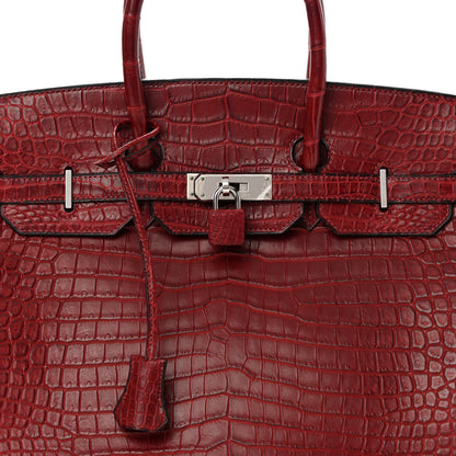 Hermes Matte Porosus Crocodile Birkin 35 Rouge H 8 of 11