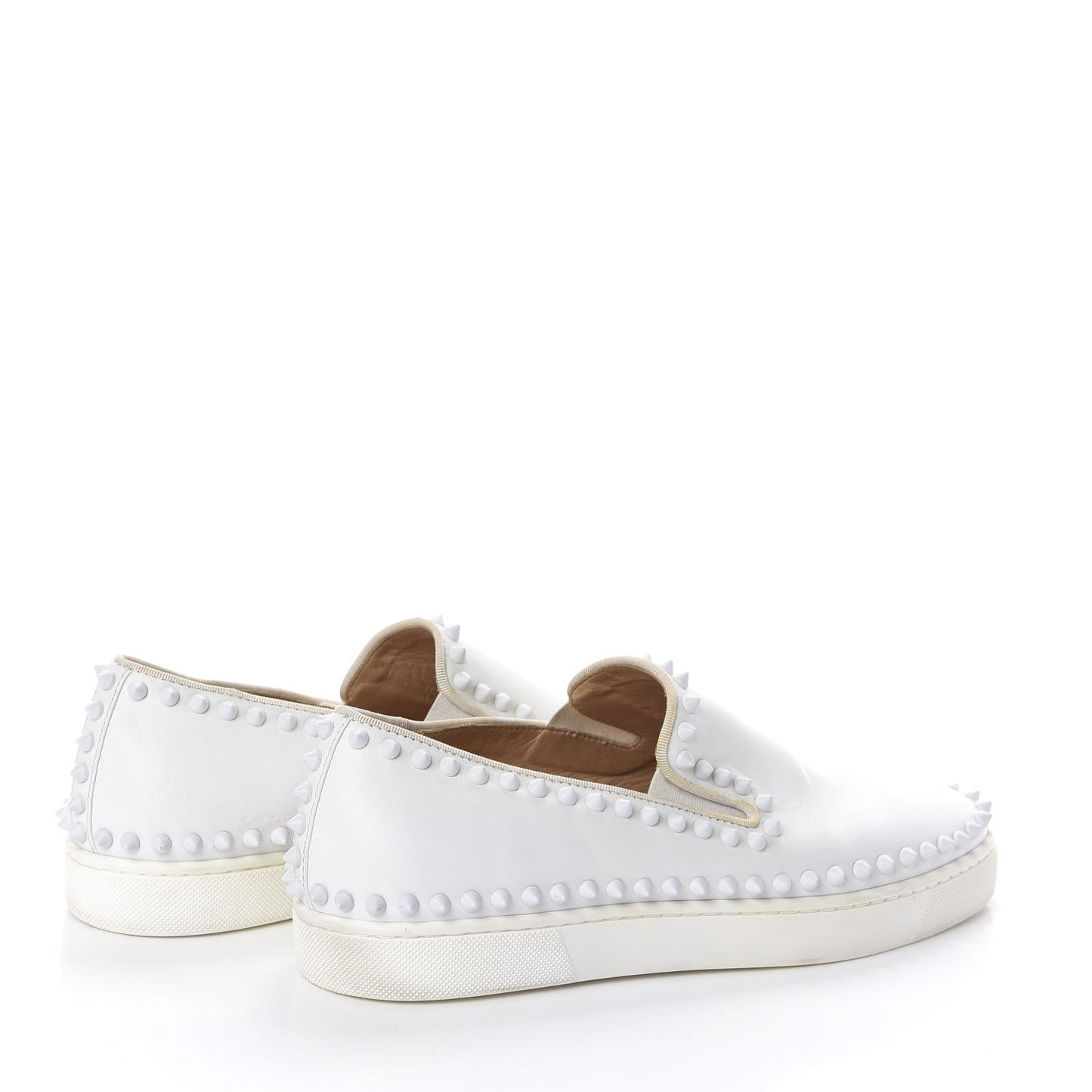 Calfskin Mens Spikes Pik Boat Flat 40.5 White