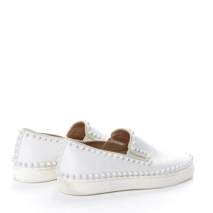 Christian Louboutin Calfskin Mens Spikes Pik Boat Flat 40.5 White 4 of 8