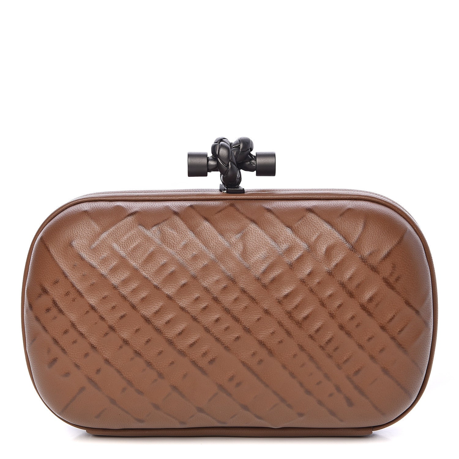 Bottega Veneta Nappa Embossed Knot Clutch Light Brown 1 of 8