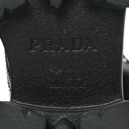 Prada Spazzolato Rois Nylon Metal Triangle Logo Monolith Pouch Pocket 55mm Boots 39 Black 7 of 8