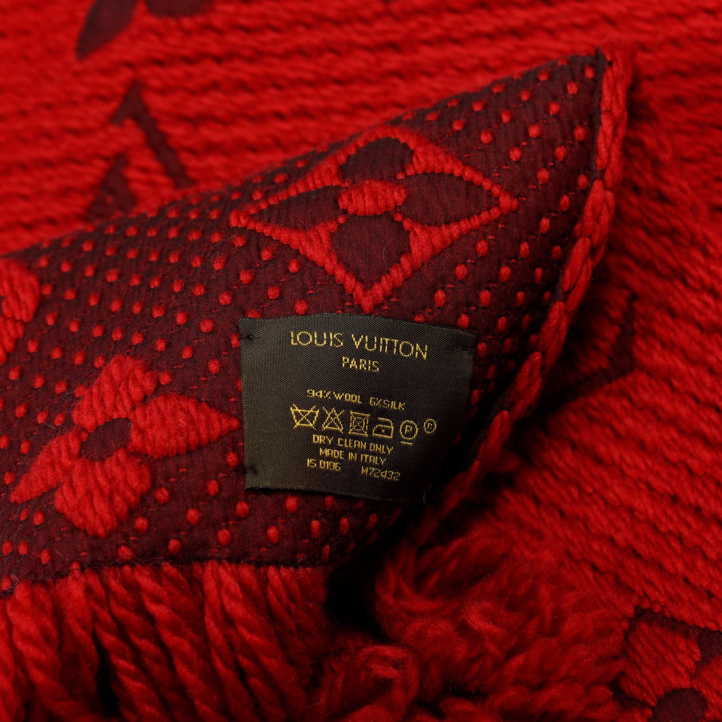 Wool Silk Logomania Scarf Rubis