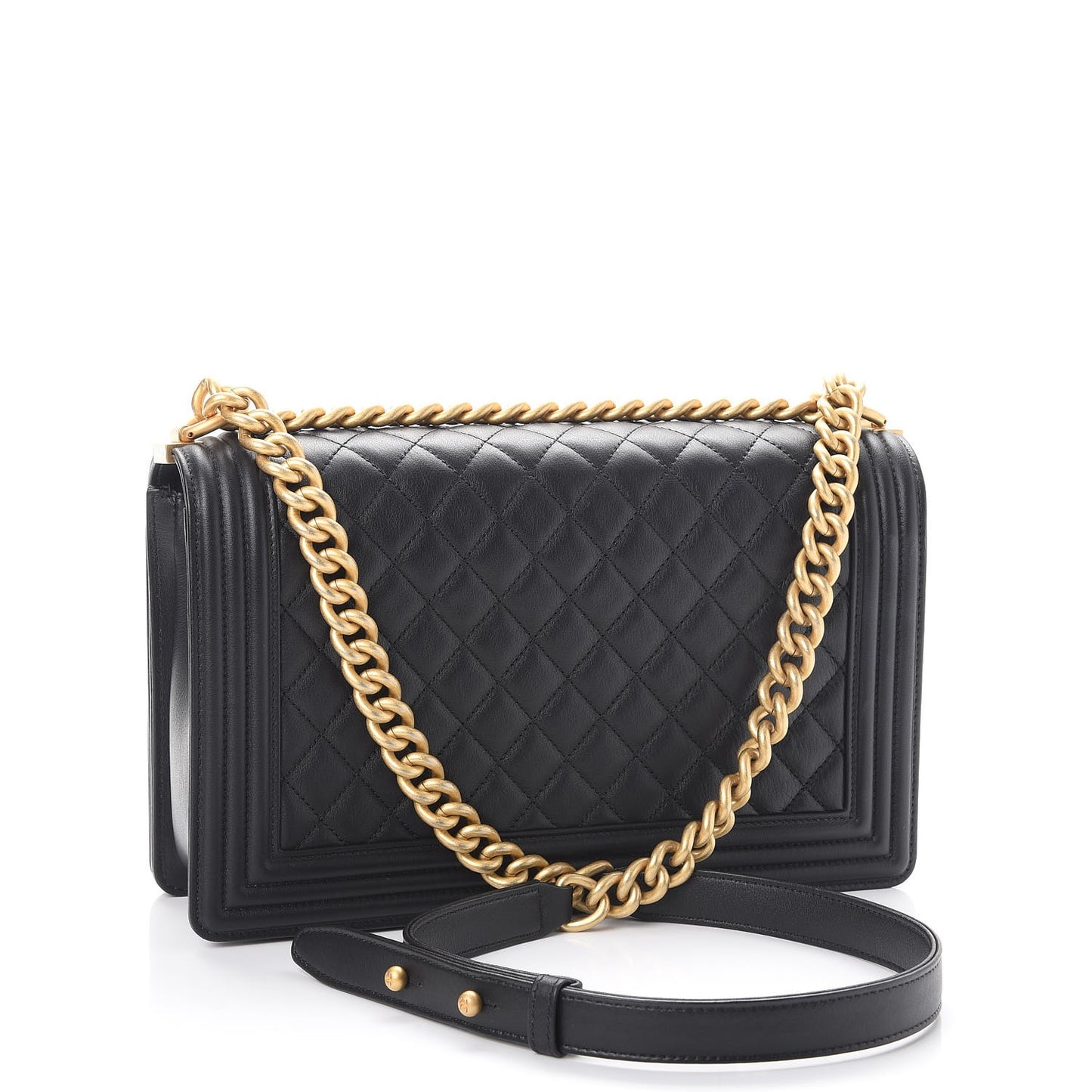 Calfskin Quilted New Medium Boy Flap Black