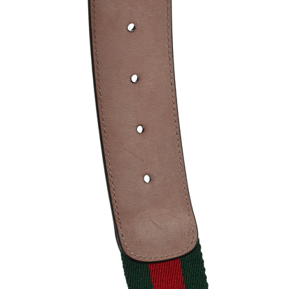 Gucci Nylon Textured Calfskin Double G Web 40mm Belt 100 40 Green Red Dark Cocoa 4 of 7