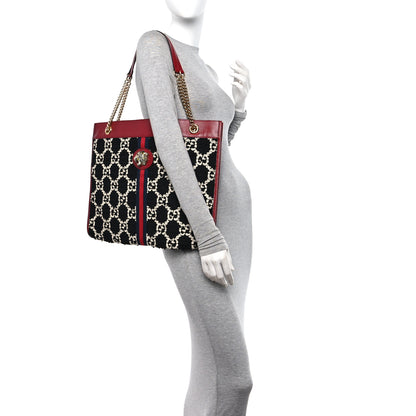 Gucci Tweed GG Monogram Large Rajah Chain Tote Romantic Cherry Black White 2 of 12