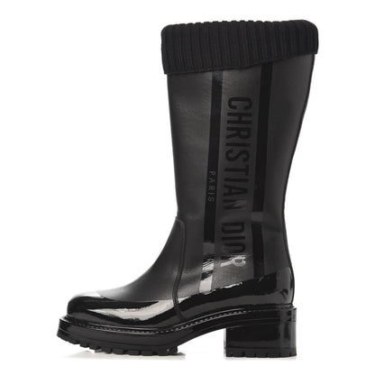 Christian Dior Shiny Rubber Calfskin Tall Boot 38 Black 1 of 6