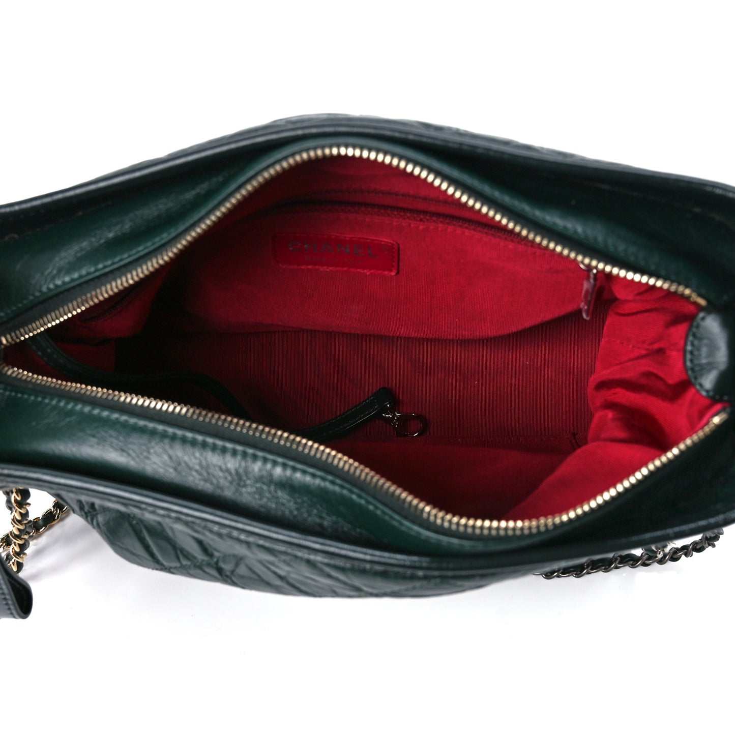 Aged Calfskin Quilted Medium Gabrielle Hobo Dark Green