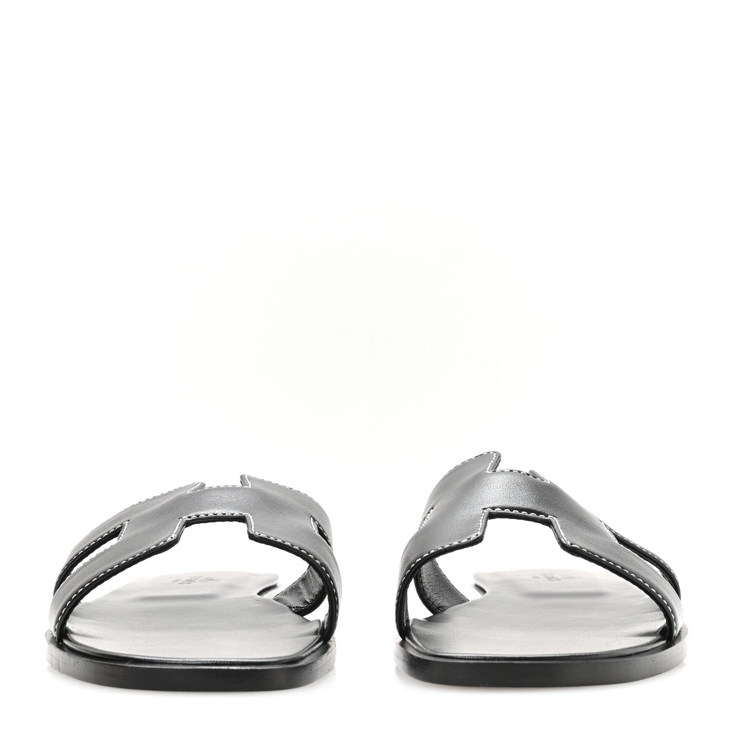 Hermes Box Calfskin Oran Sandals 37 Black 3 of 8