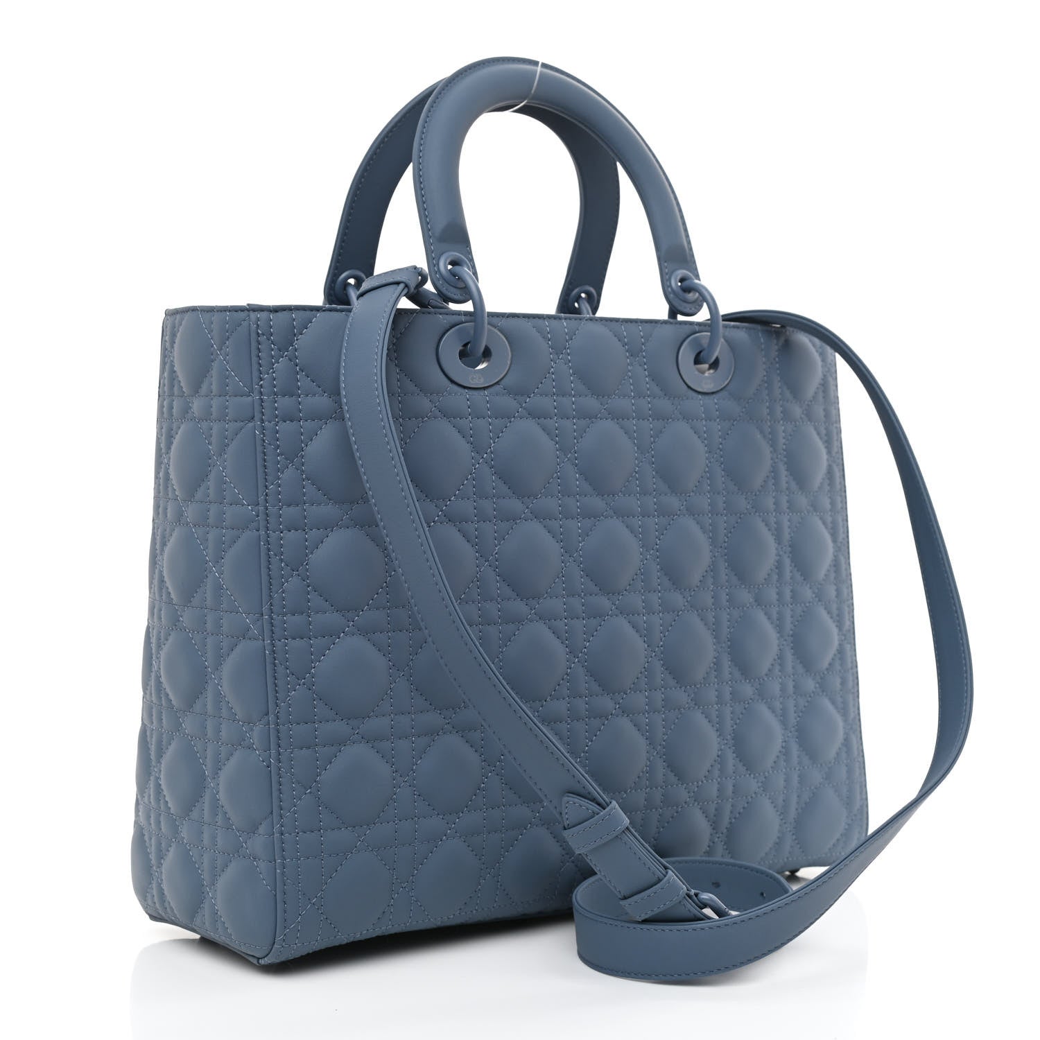 Christian Dior Ultra Matte Calfskin Cannage Large Lady Dior Denim Blue 4 of 9