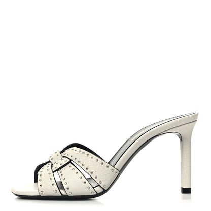 Saint Laurent Grain De Poudre Tribute 85 Slide Studded Sandals 35.5 Off White 1 of 9