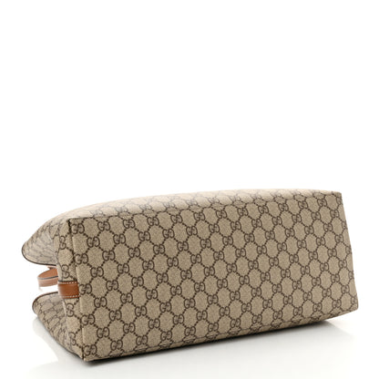 Gucci GG Supreme Monogram Emblem Large Tote Bag Beige Dark Brown 4 of 11