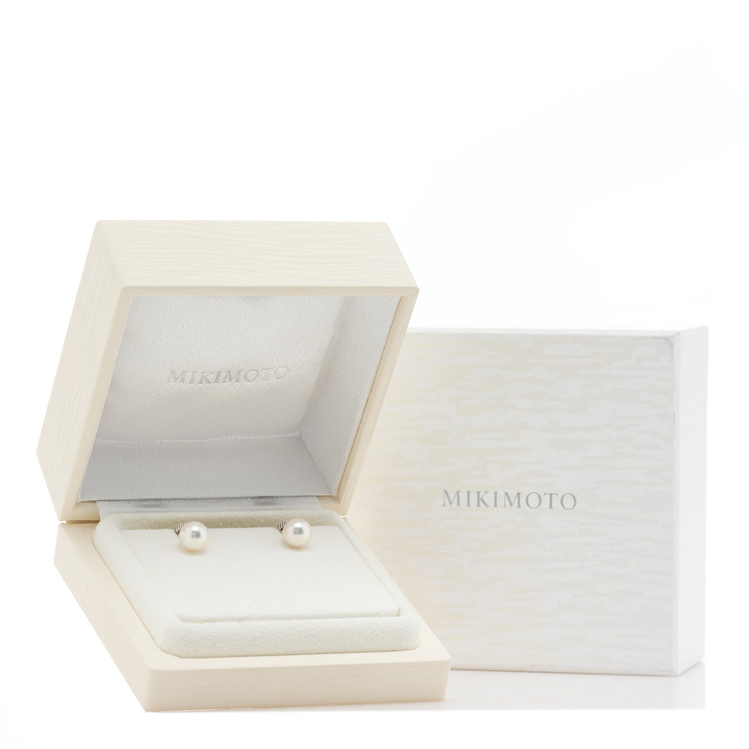 Mikimoto 18K White Gold Diamond Akoya Pearl 8mm Classic Elegance Huggie Earrings 5 of 5