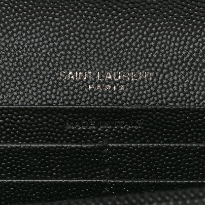 Saint Laurent Grain De Poudre Matelasse Chevron Monogram Flap Wallet Black 6 of 8