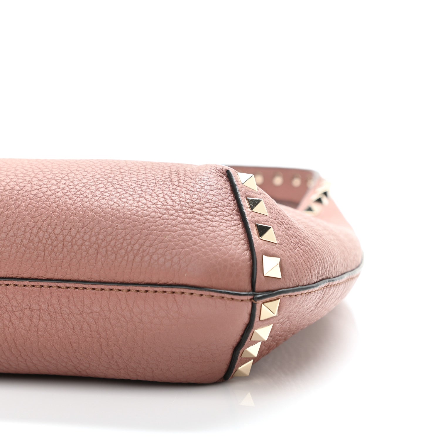 Valentino Garavani Pebbled Calfskin Small Rockstud Flip Lock Hobo Dark Nude 9 of 9