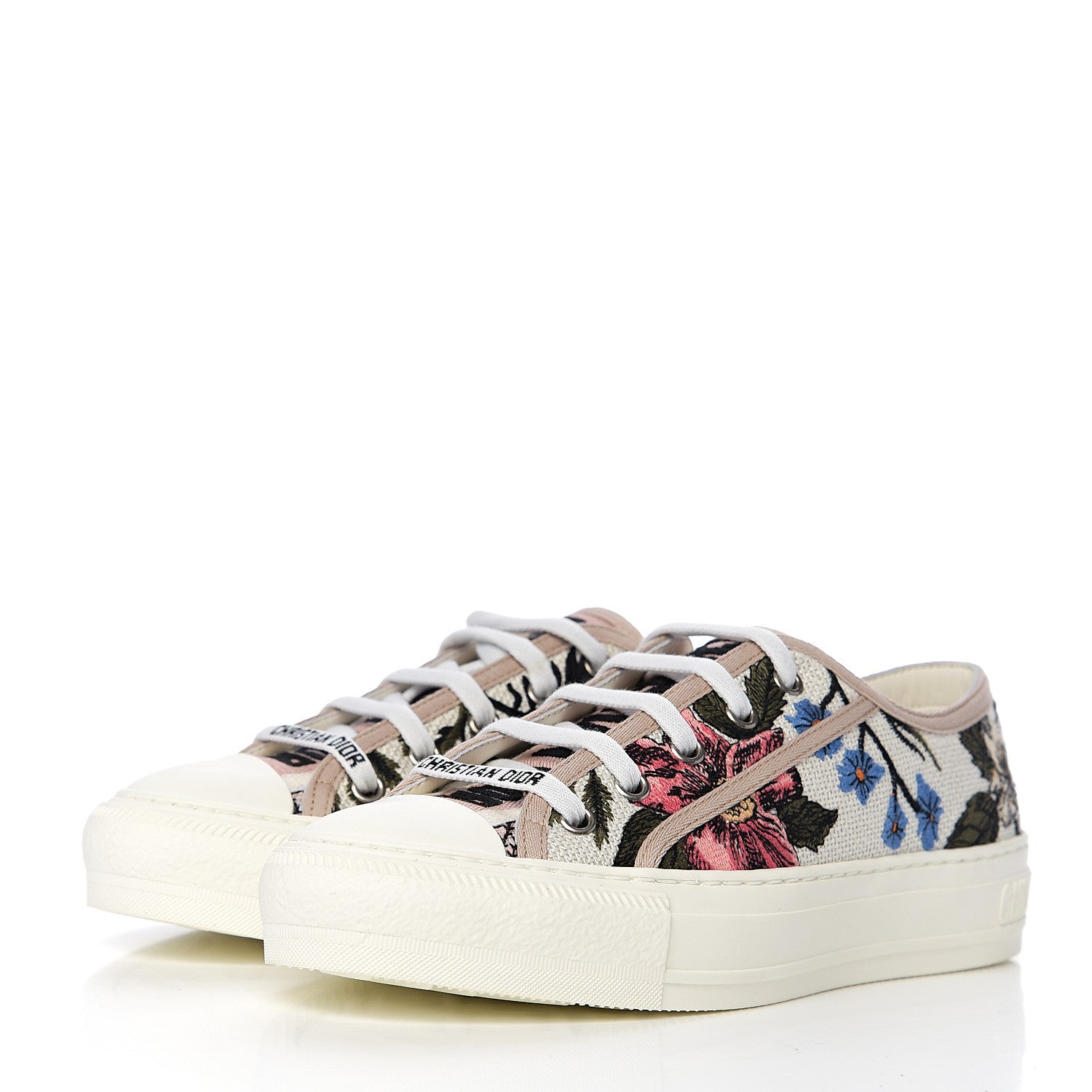 Christian Dior Canvas Rosa Mutabilis Embroidered Womens Walk'N'Dior Low Top Sneakers 36 Multicolor 3 of 9
