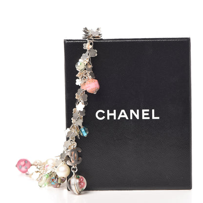 Chanel Pearl Enamel Bead CC Necklace Pink Silver 5 of 5
