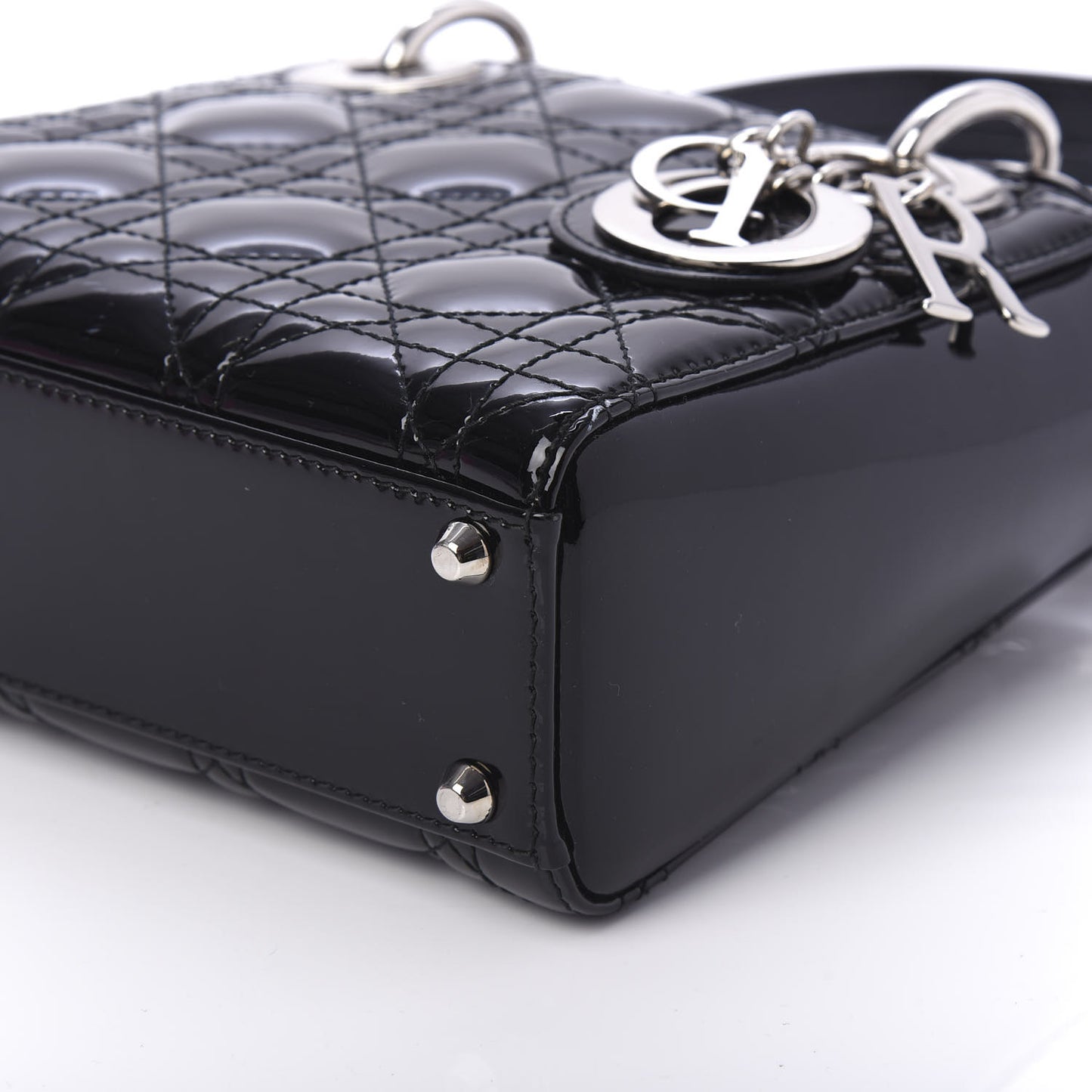 Patent Cannage Mini Lady Dior Black