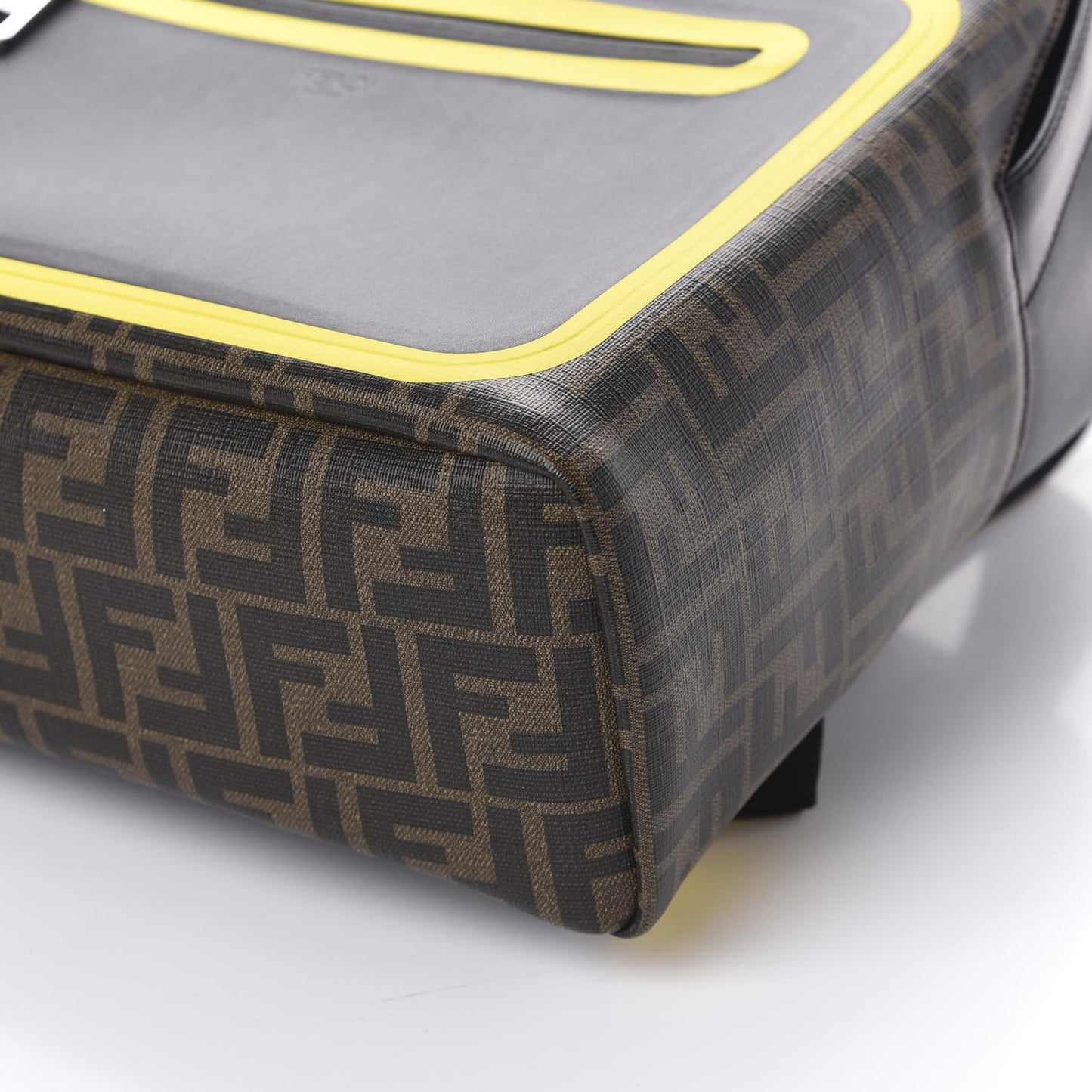Glazed Fabric Calfskin FF 1974 Mania Pouch Pocket Backpack Mogano Panna Black Yellow