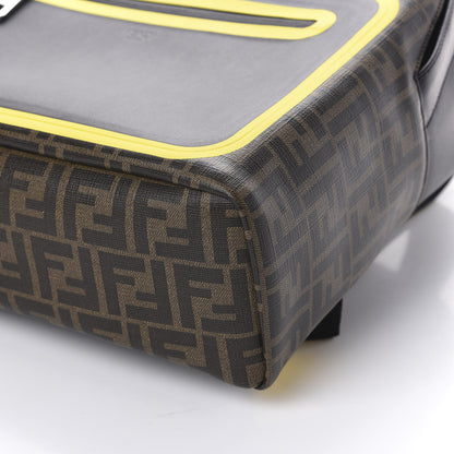 Fendi Glazed Fabric Calfskin FF 1974 Mania Pouch Pocket Backpack Mogano Panna Black Yellow 8 of 8