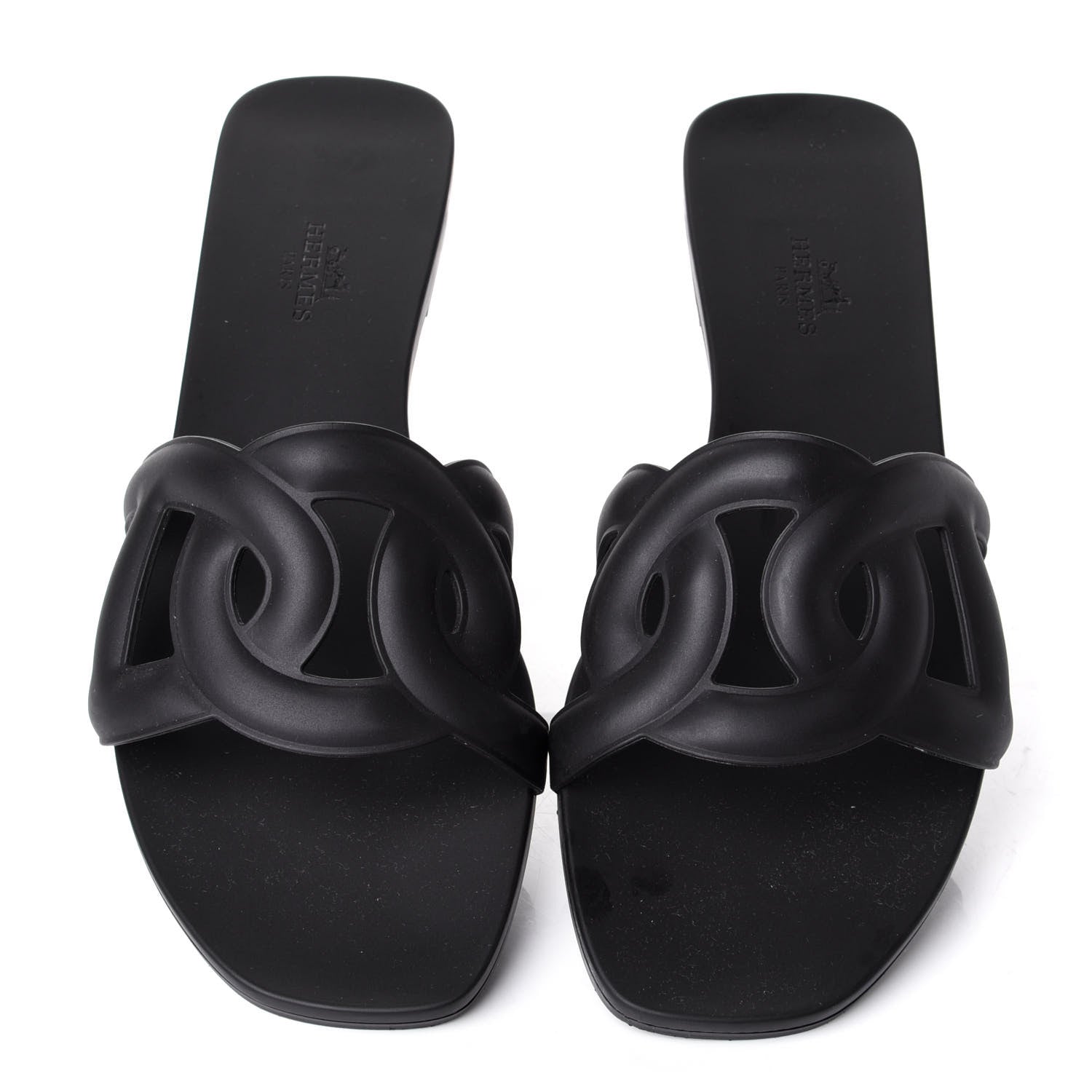Hermes Rubber Aloha Sandals 39 Black 5 of 9