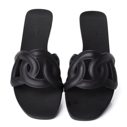 Hermes Rubber Aloha Sandals 39 Black 5 of 9