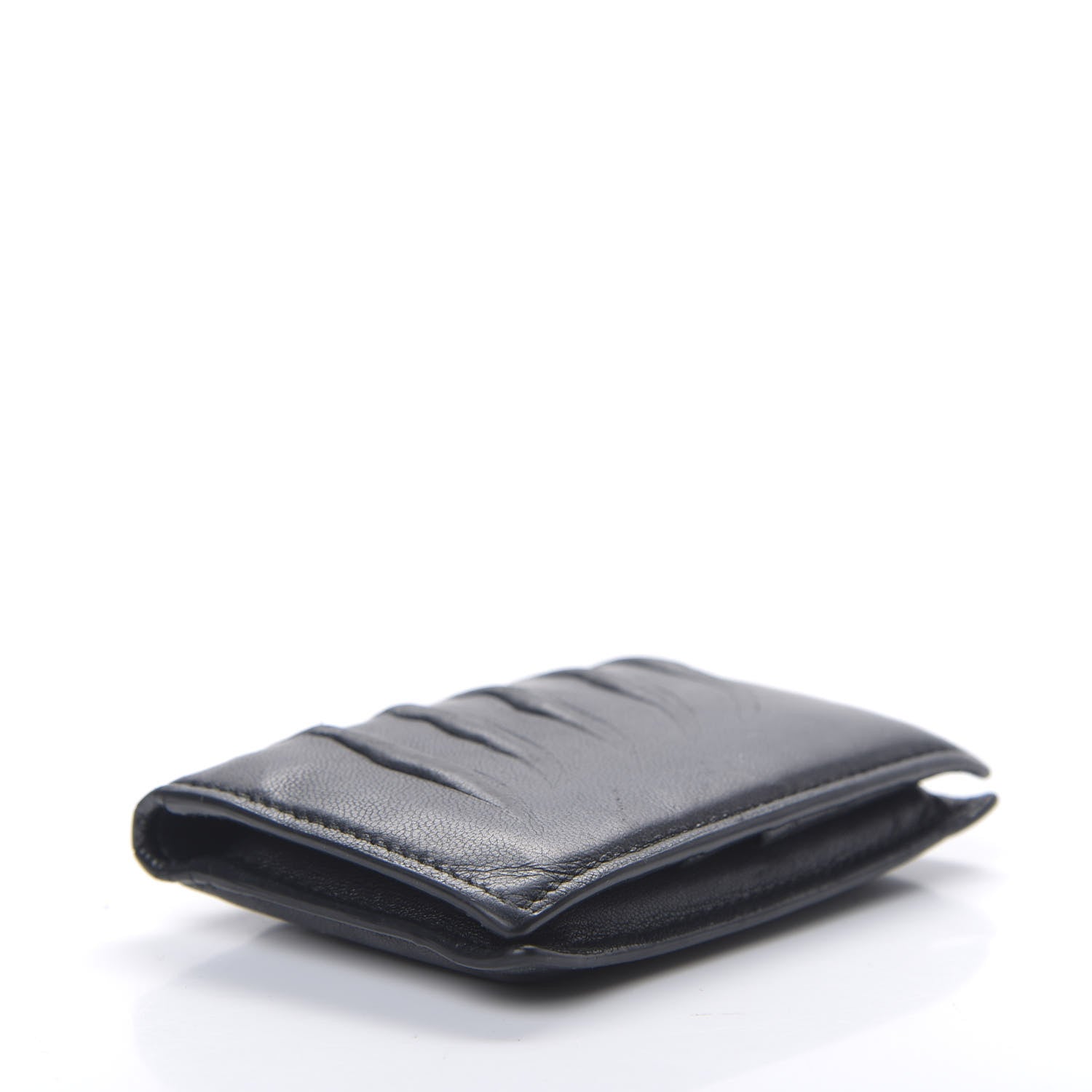 Alexander McQueen Embossed Calfskin Rib Cage Bi Fold Card Holder Black 3 of 8